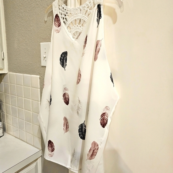 NEW Silky Tank w Crotchet Back 4XL Leaf Design - Picture 6 of 10